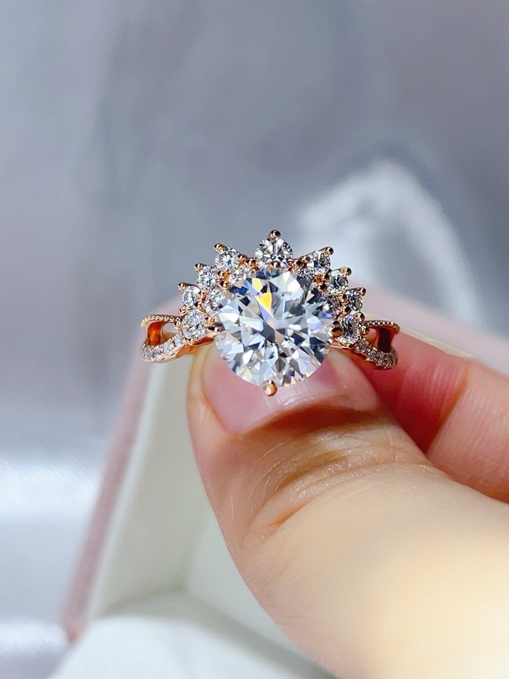 3 Carat 925 Sterling Silver Moissanite Ring 18K Gold Plated